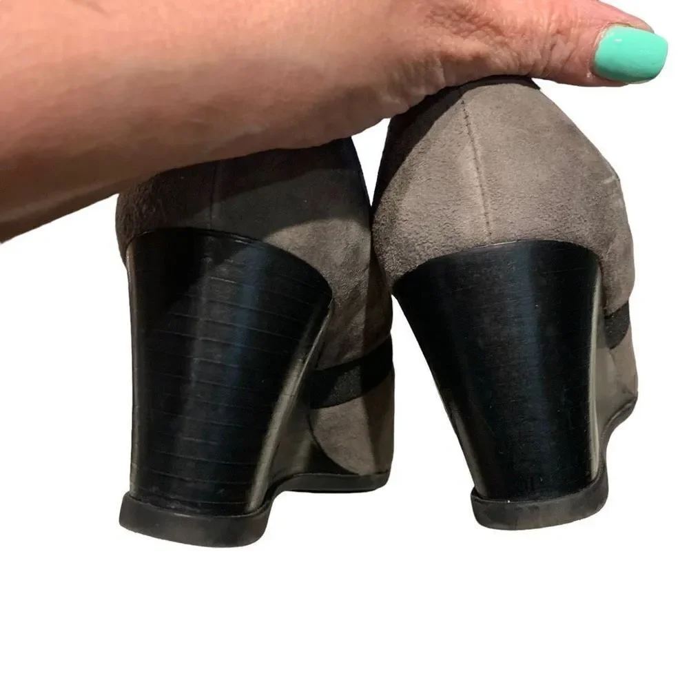 Geox Respira Suede Wedge Heel Grey, Excellent‎ Pre-Loved Condition Sz 39 (8.5)
